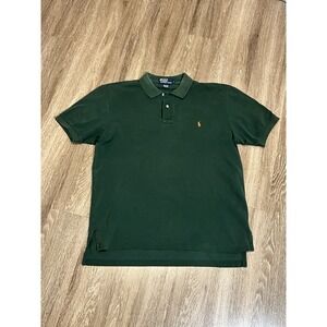 Vintage Ralph Lauren Polo Hunter Green Polo, Size Xl With Orange Pony